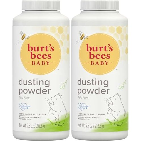 Burt's Bees Baby Dusting Powder, Talc Free and Hypoallergenic for Safe and Gentle Comfort, 100% Natural Origin, Pediatrician Tested, 7.5 Oz (Pack of 2)