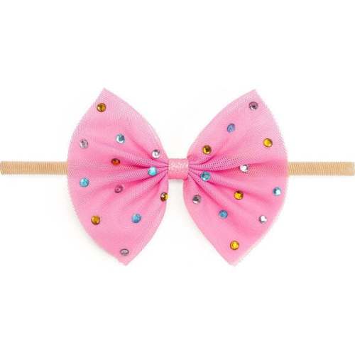 Raspberry Rhinestone Bow Baby Headband, Raspberry - Sweet Wink | Maisonette