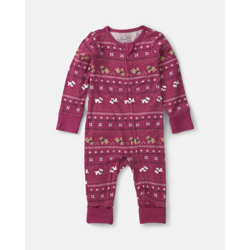 Baby Fair Isle PurelySoft™ 2-Way Zip Sleep & Play Pajamas - Burgundy | Carter's