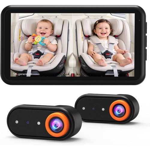 BM2 PRO Dual Baby Car Camera, 5.2" 1080P HD Display for Rear-Facing Car Seats, IR Night Vision, Anti-Shake Mount, Easy Install – Ideal for Parents with 2 Kids and Pets
