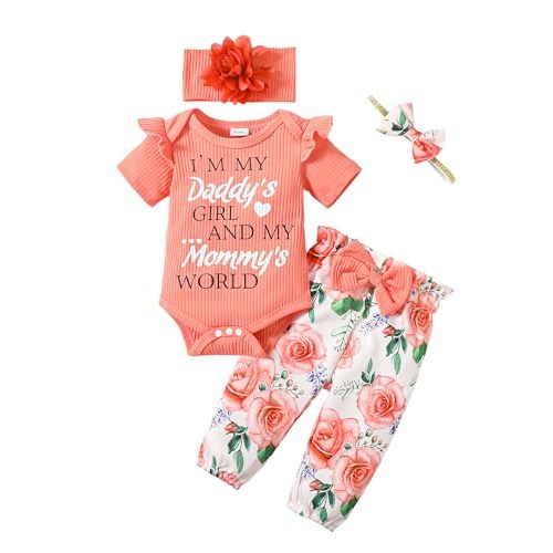 SUNNY PIGGY Newborn Infant Baby Girl Clothes Ruffle Romper Toddler Girl Floral Cotton Pant Sets Girls Clothing Outfit