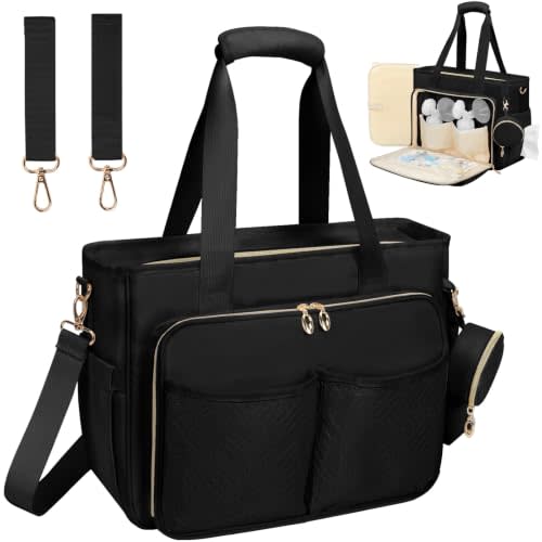 GDNasist Diaper Bag Tote, Large Travel Hospital Bag for Labor Delivery | Baby Bag with Pacifier Case, Large Capacity Travel Diaper Case with Changing Pad & Stroller Clips