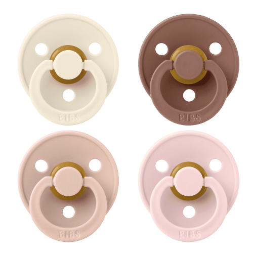 BIBS Pacifier Colour Size 2, 6-18 Months, Ivory/Blush/Woodchuck/Blossom, 4 pack
