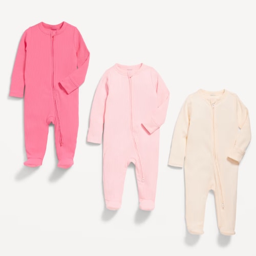 Unisex 2-Way-Zip Sleep & Play Footed One-Piece 3-Pack for Baby