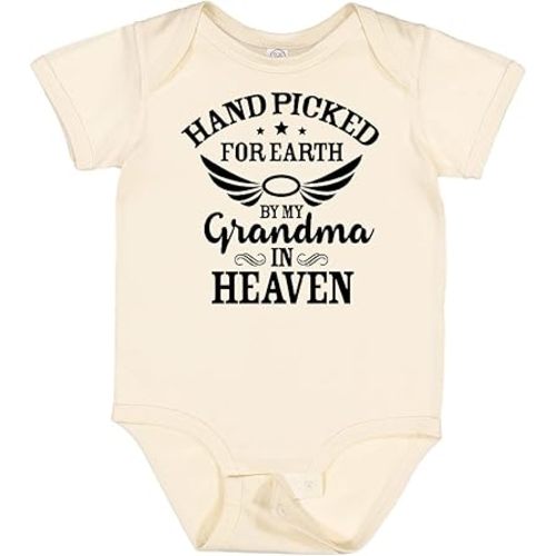 inktastic Handpicked for Earth By My Grandma in Heaven Angel Wings Baby Bodysuit