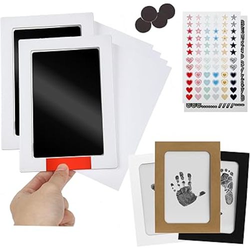 Ultimate Baby Ink Hand & Footprint Kit - Safe 2-Pack Inkless Pad Stamp, Paper, Frame & Stencil for Baby Shower, Registry, Newborn, New Mom Gifts