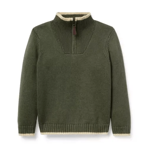 Boy Monterey Pine Green The Half Zip Sweater by Janie and Jack