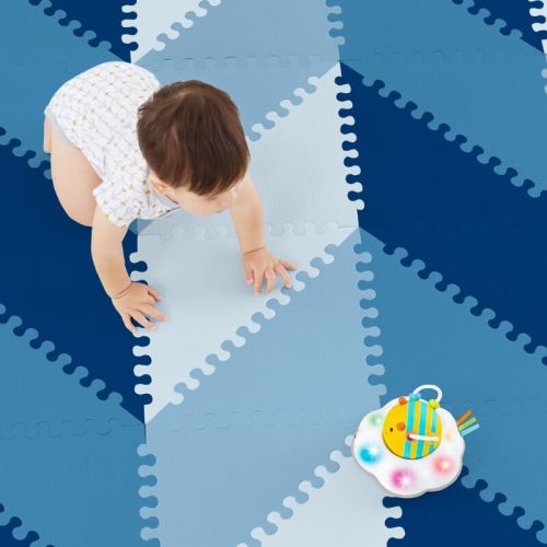 Multi Playspot Geo Foam Floor Tiles - Blue Ombre | skiphop.com