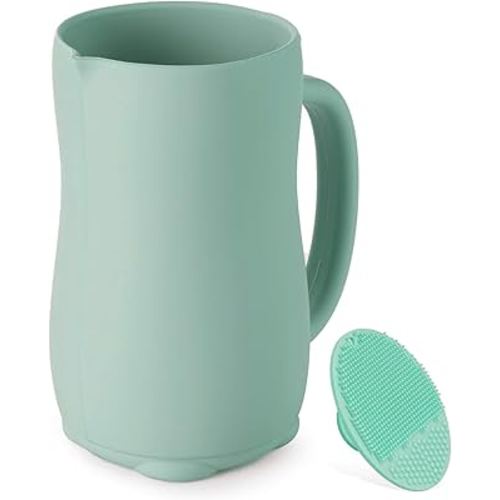Baby Bath Rinse Cup, Bath Cup for rinsing Hair,The Silicone Material is Soft and Safe, a Good Choice for Baby Bath Products(Green)
