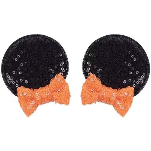 CLGIFT Minnie Ears Hairband, Handmade Flexible Orange Headband with Sequin, Minnie Baby Ears, Perfect for Baby Girls, Halloween, Christmas, Birthday, 1 Count