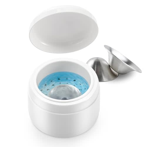 Elfzone Silver Nursing Cups - Portable Nursing Cups Cleaner with One-Touch Operation,for Rings, Jewelry, Nipple Shields