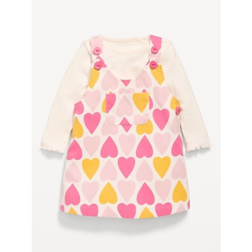 Long-Sleeve Ribbed T-Shirt and Twill Dress Set for Baby