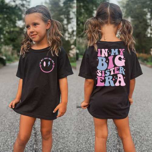 In My Big Sister Era Shirt, Cute Retro Big Sis T-Shirt, Black Toddler Tee, Funny Sister Shirt, Kids Big Sister Era Shirt