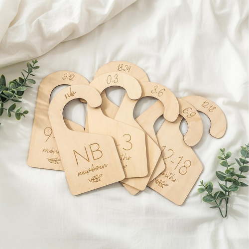 Ngardk Baby Closet Dividers, Double-Sided Organizer for Newborn to 24 Months Size Clothes, 6.7"X3.0", Pack of 7, Beige