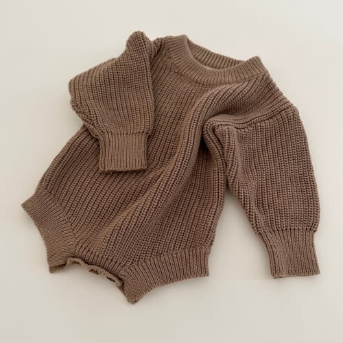 Dylan Knit Romper in Brown