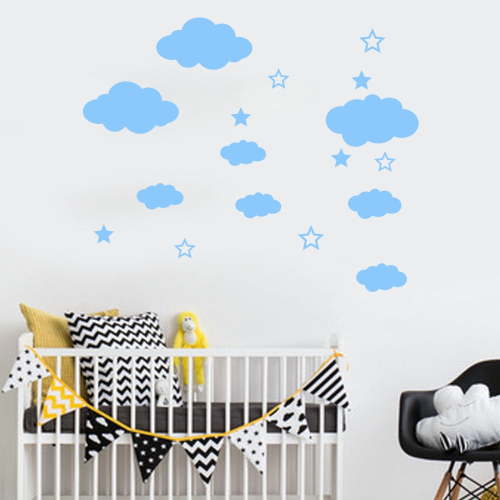 AURIGATE Clouds Wall Decals Removable DIY Large Vinyl Sticker Self Adhesive Wallpaper for Living Room Nursery Children Baby Kids Boys Girls Bedroom Decor Home Art
