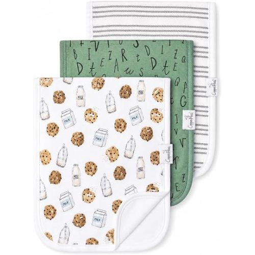 Copper Pearl Premium Baby Burp Cloths - 3-Pack Large Cotton Burp Cloths, Extra Soft Spit Up Rags with 3 Absorbent Layers, Perfect for Baby Boy and Baby Girl Gifts (21" x 10" Size, Chip Set)