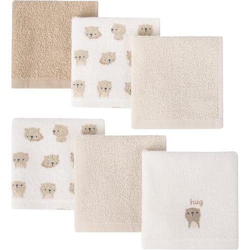 Baby Washcloths 6 Pack 100% Cotton Soft and Absorbent Terry 10" x 10" Wash Cloths Wipes for Face Hand Body Burp Rag with Sensitive Skin for Newborns Infants Toddlers