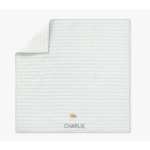 Animal Pickstitch Organic Baby Blanket - Aqua