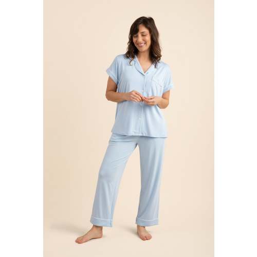 Women's Short Sleeve Cropped Pajama Set in Breeze