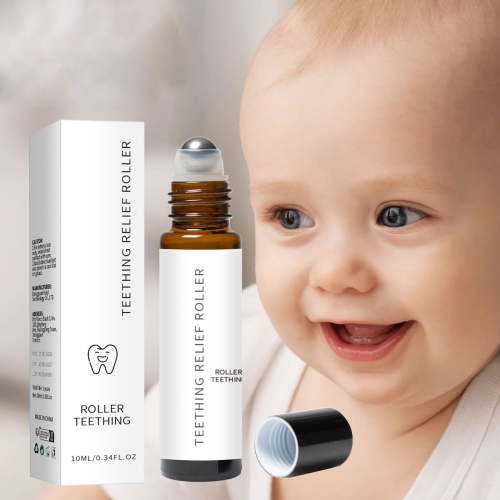 Natural Teething Relief Oil Roller - 10ml Glass Bottle, Soothing Tooth Serum for Babies, Safe & Mess-Free Roll-On Applicator, 8x2.2cm (3.15x0.86in)