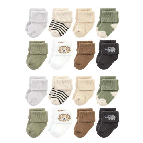 Hudson Baby Cotton Rich Baby Terry Socks 16-Pack, Brave Lion, 6-12 Months