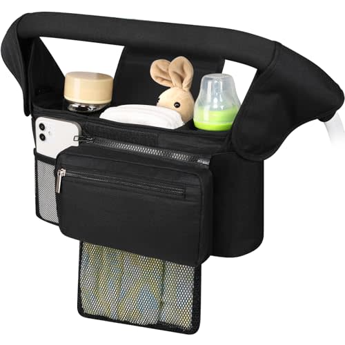 Accmor Universal Stroller Organizer with Insulated Cup Holder Detachable Phone Bag and Shoulder Strap,Stroller Bag Caddy Organizer Fits for Uppababy, Baby Jogger, Britax Strollers