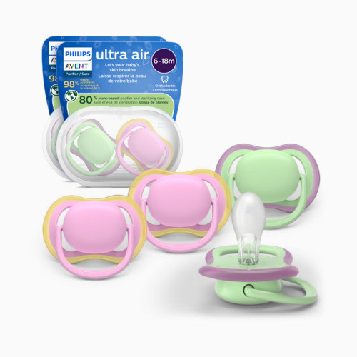 Philips Avent Ultra Air Pacifier 6-18M (4 Pack) - Spring Green / Quiet Pink, 6-18M