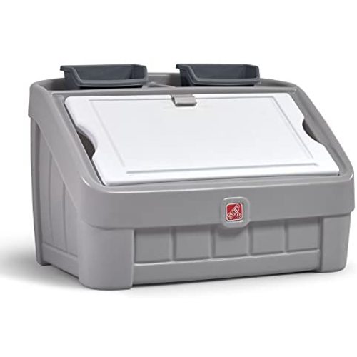 Step2 2-in-1 Toy Box & Art Lid | Plastic Toy & Art Storage Container, Grey
