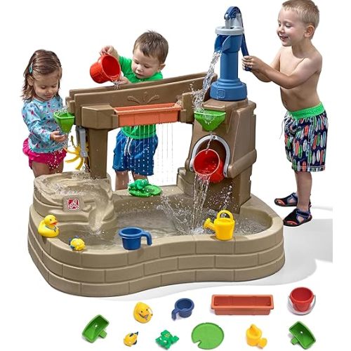 Step 2 Pump & Splash Discovery Pond Water Table, Kids Water Sensory Activity Pool, Summer Outdoor Toys, 10 Piece Toy Accessories, For Toddlers 2+ Years Old