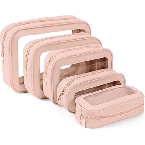 YOPCDJ 5PCS Diaper Bag Organizer Pouch, Clear TPU Waterproof Organizer Zipper Bags, Cosmetic Bag Set, TSA Approved Toiletry Bags, Travel Organizer Bag for Kids and Women
