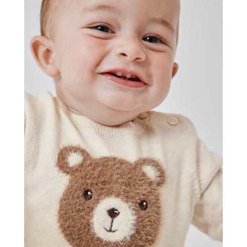 Baby Boys Intarsia Bear Sweater 2-Piece Playwear Set - Tan