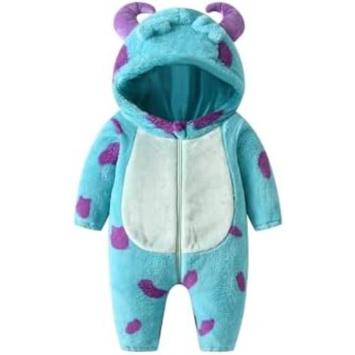 Toddler Baby Boy Girl Halloween Costume Cute Fuzzy Cartoon Hood Jumpsuit Sully Monster Costume Fall Winter Clothes