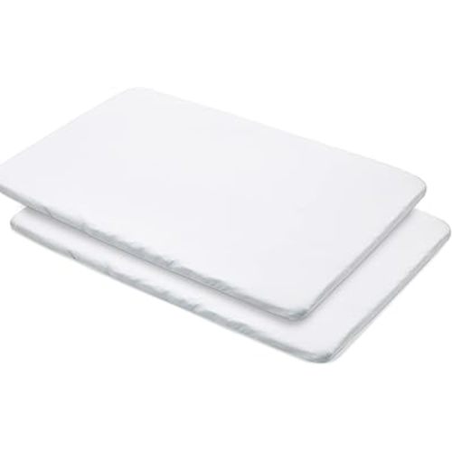 BreathableBaby All-in-One Fitted Sheet & Waterproof Cover, for 39" x 27"/99 x 69 cm Play Yard Mattress, White (2-Pack)