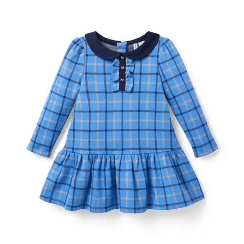 Girl Neptune Blue Plaid Plaid Jacquard Dropwaist Dress by Janie and Jack