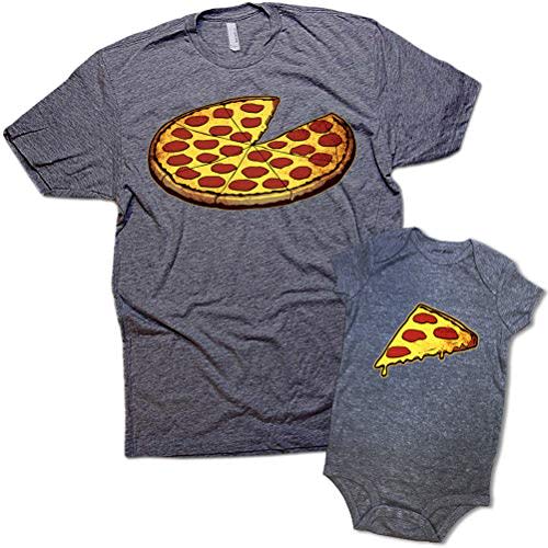 Funny Pizza Pie & Slice Dad & Baby Matching Clothing Shirt Set Shower Gift