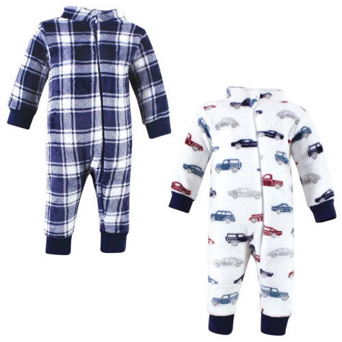 Hudson Baby Infant Boy Plush Jumpsuits, Cars, 0-3 Months