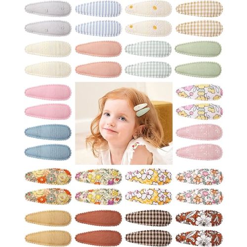 40 Pcs 2.2 In Baby Hair Clips for Girls Handmade Floral Print Snap Toddler Hair Accessories for Girls Baby Toddlers Kids Teens