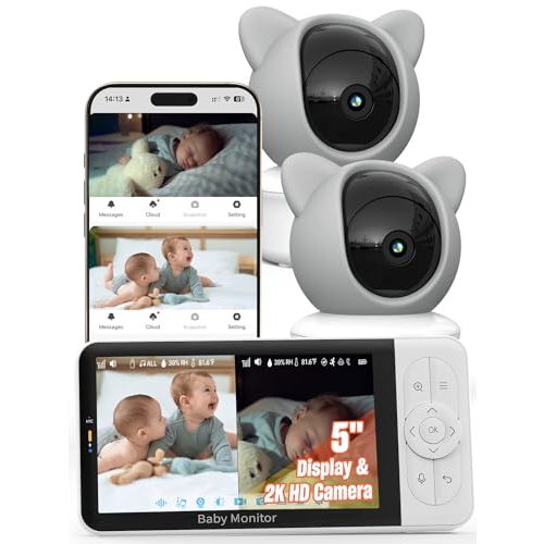 iFamily WiFi Baby Monitor with App – Smartphone Baby Monitor with 5" HD Monitor & 2K Camera, Night Vision, 2-Way Talk, Motion Tracking&Alerts, Temp Sensor, Lullabies,Secure WiFi Lock