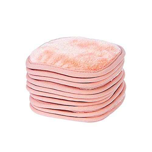 Eurow Reusable Makeup Remover Cloths, Soft Microfiber Face Towels for All Skin Types, Chemical-Free, Protective, Machine Washable, Gentle & Effective Facial Cleansing, 5"x5", Coral, 10-Pack