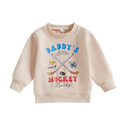 Toddler Hockey Outfit Baby Boy Girl Daddy’s Little Hockey Buddy Sweatshirt Long Sleeve Pullover Kids Winter Clothes