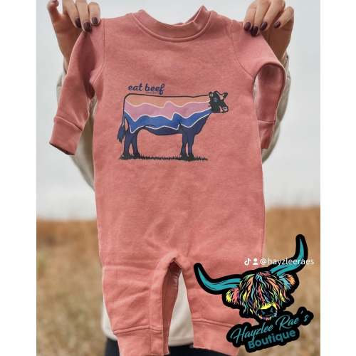 Western ‘Retro Cow’ Baby Fleece One Piece