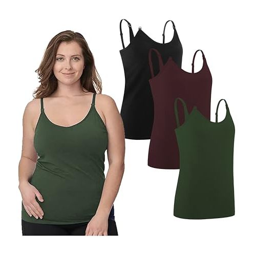 Under Control Nursing Cami Tank Tops for Breastfeeding Women Nursing Tops Maternity Shirts, Camisoles with Built in Bra 3Pack