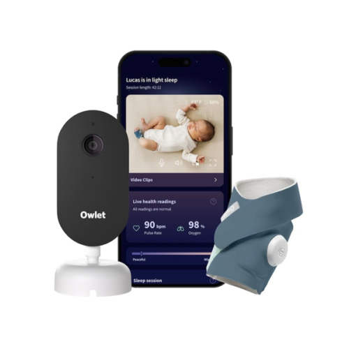 Owlet - Dream Duo (Gen 3) – All-in-One Smart Baby Monitoring with Sock & 2K HD Cam - Bedtime Blue