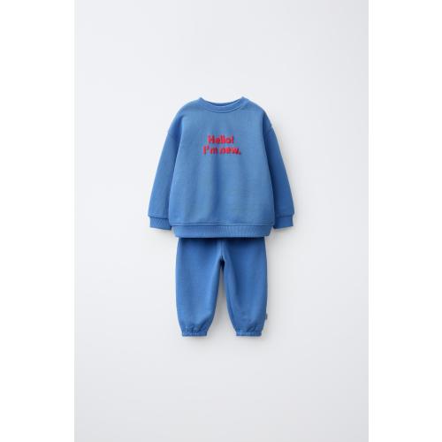 TEXT SWEATSHIRT AND JOGGER PANTS SET - Blue | ZARA United States