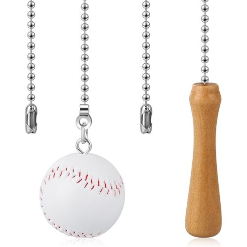 Hariendny Baseball Ceiling Fan Pull Chain Ornaments Baseball Fan Chain 12 Inches Decorative Fann Pulls Extender Chains with Baseballs Pendant for Ceiling Lamp Light Chains