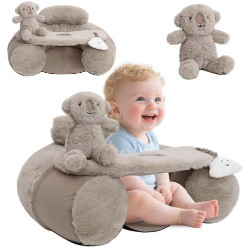 Baby Sit Me Up Seat, Inflatable Baby Seat with Cover for Babies 3-36 Months,Portable,Inflatable Sit & Play Floor Seats for Sitting Up (Gray)