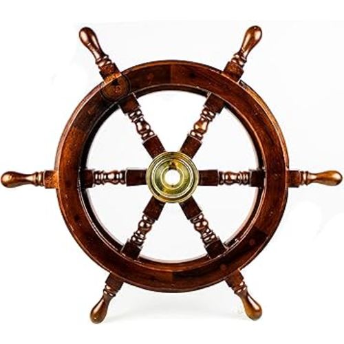 Nagina International Premium Nautical Handcrafted Wooden Ship Wheel | Pirate's Wall Home Decor & Gifts (20 Inches, Dark Rosewood)