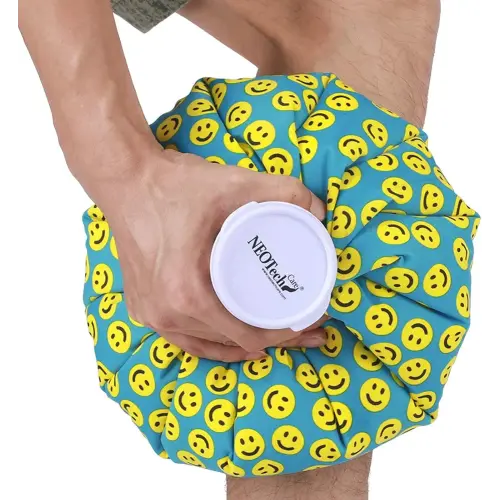 NeoTech Care Ice Bag, Screw Top Fillable, Reusable (Smiley Face Design, 11 inch)