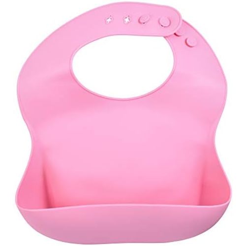 Three Little Tots Modern Silicone Baby Bib – Adjustable Fit Waterproof Catch Bibs (